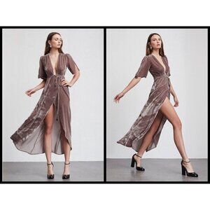 💕REFORMATION💕 Bordeaux Velvet Wrap Maxi Dress ~ Pimms Small